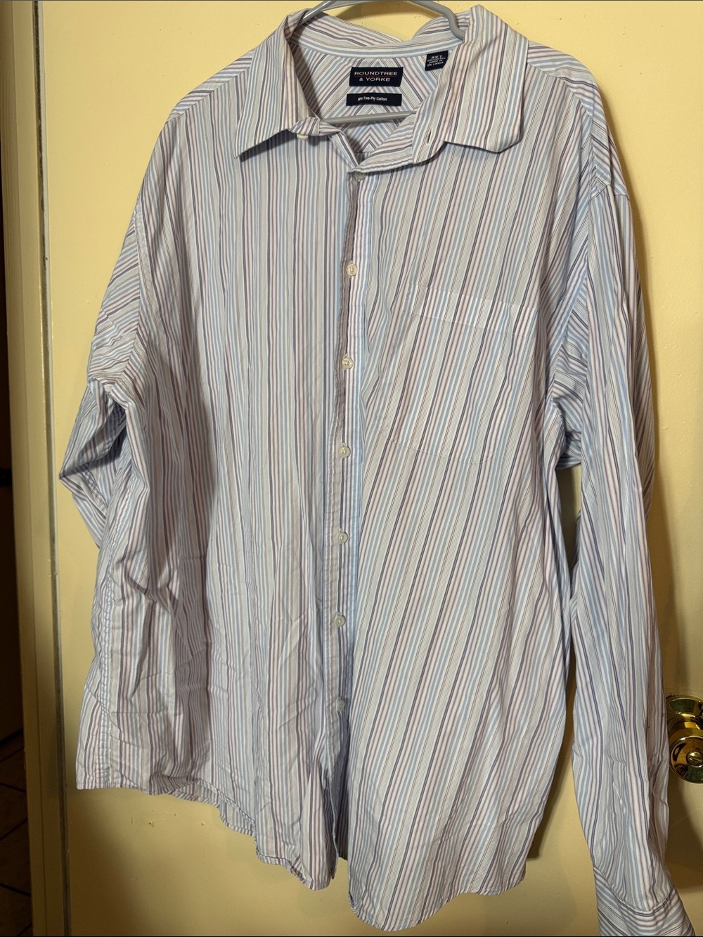 Roundtree & Yorke Light Blue and White Striped Dress Shirt